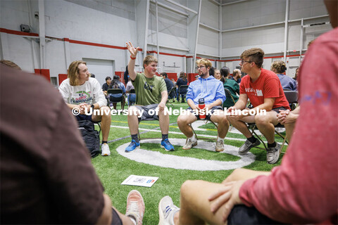 Students sit in discussion circles during Husker Dialogues in the Coliseum and Cook Pavilion. Septem