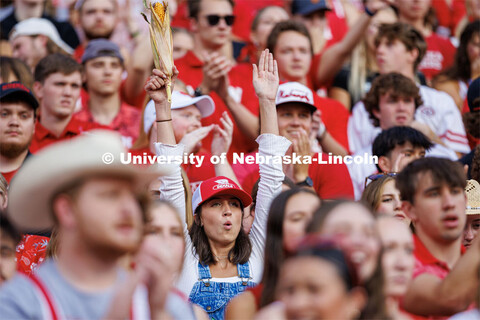 Maggie Norris Is all N to the corn as she cheers during the first half. Northern Illinois football i