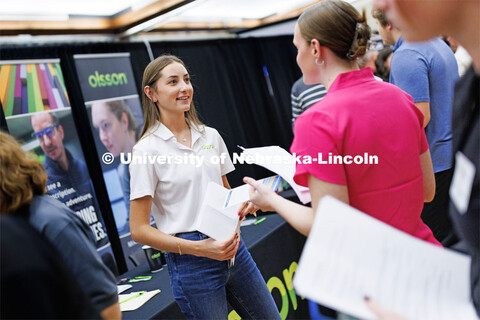 Recruiters including Tessa Yackley, a civil engineer with Olsson who stepped away from her engineeri