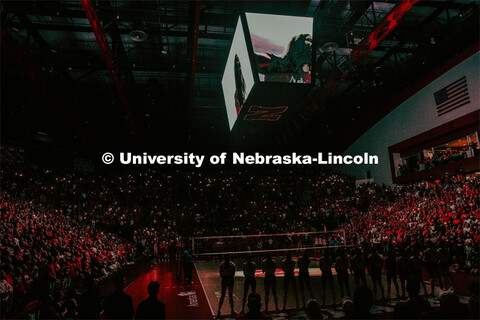 Nebraska volleyball fans cheer for their team. September 22, 2023. 