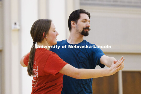 Ballroom Dancing Club works through their final practice in the Nebraska Union Ballroom Thursday nig