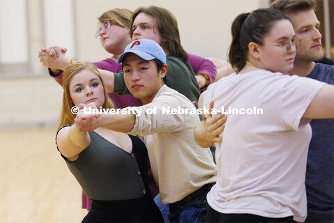 Ballroom Dancing Club works through their final practice in the Nebraska Union Ballroom Thursday nig