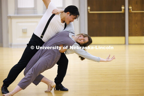 Ballroom Dancing Club works through their final practice in the Nebraska Union Ballroom Thursday nig