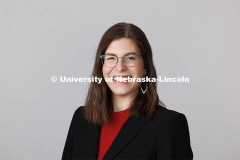 Studio portrait of Annie Von Kampen, New Student Enrollment Orientation Leaders student staff. Decem