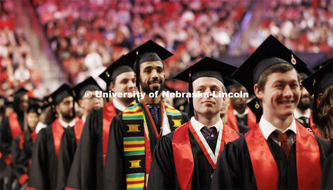 College of Engineering graduate Josiah Kolar listens to the speakers. Winter undergraduate commencem