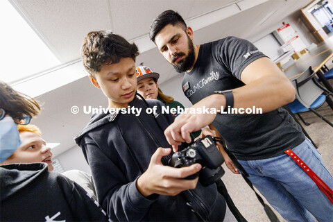 Alex Fernando leads a workshop for students from Lefler Middle School. Fernando and College of Journ