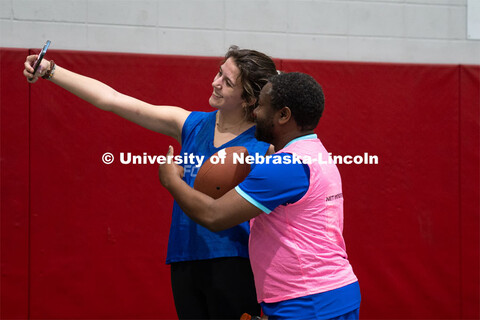 Professor Jean Marcel Ngoko Djiokap takes a selfie with University of Nebraska-Lincoln student Delan