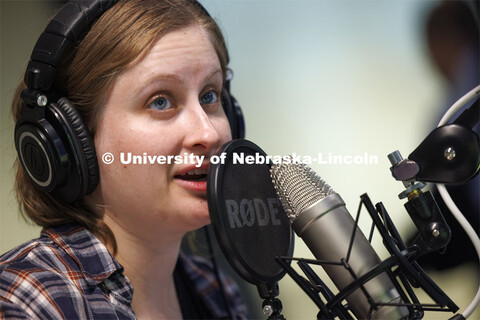 Rachael Wagner, a biomedical engineering doctoral student at Nebraska, talks with NASA mission contr