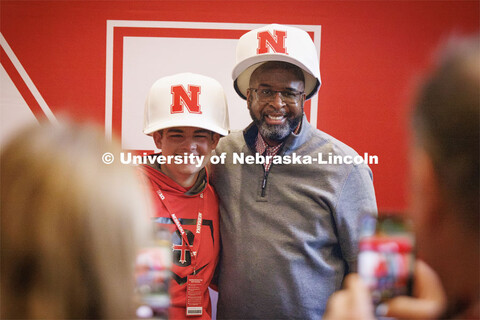 Presidential Scholar Rocco Zimmerman and UNL Chancellor Rodney Bennett pose for a photo at the Presi