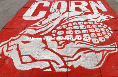 Admitted Student Day corn chalk mural on the plaza outside the Nebraska Union. Admitted Student Day 