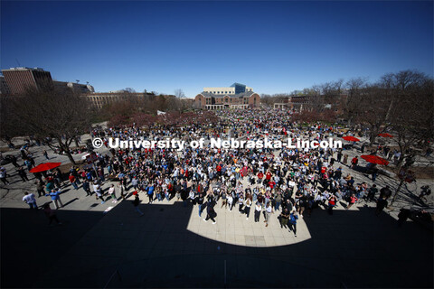 The Solar Social party to view the partial solar eclipse filled the greenspace outside the Nebraska 