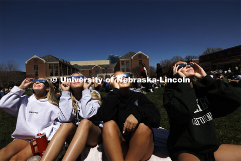 The Solar Social party to view the partial solar eclipse filled the greenspace outside the Nebraska 