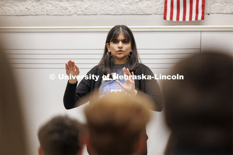 Ananya Amarnath, a May 2024 music education graduate, conducts the Papillion-Lavista South choir as 