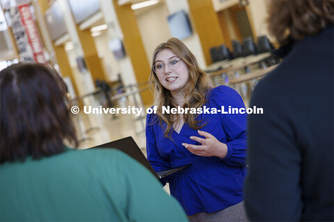 Addie Weiand, Business in Action Job Shadow program, now interning at Crete Carrier talks with Colle