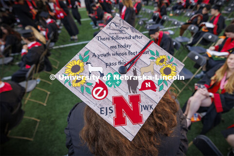 Emma Schmidt’s 4H mortar board. Undergraduate Commencement in Memorial Stadium. May 18, 2024. 