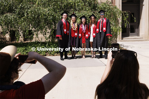 Computer Engineering graduates pose for a final photo outside Avery Hall. Undergraduate Commencement