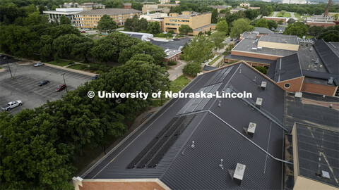 Solar panels on top of the Animal Science Complex. East Campus. May 30, 2024. 