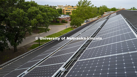 Solar panels on top of the Animal Science Complex. East Campus. May 30, 2024. 