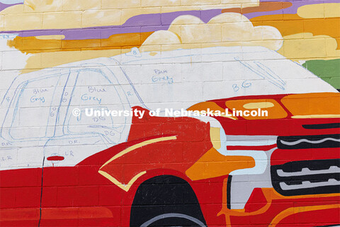 A pickup truck awaits its final paint, the colors blocked out by the designer. ARTS 398 - Special To