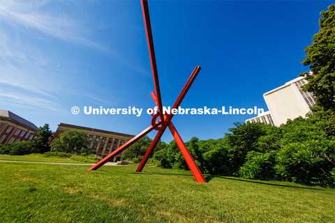 Old Glory by Mark Di Suvero near the Love Library North is part of the sculpture walking tour. June 