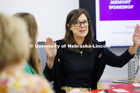 Judy Harvey discusses the many facets of brain health during a memory workshop at the Barkley Speech