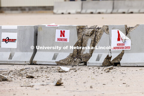 The backside of the barrier shattered from the impact. In research sponsored by the U.S. Army Engine