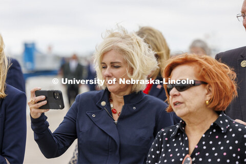 Jennifer Homendy, National Transportation Safety Board Chair, photographs the crashed pickup. In res