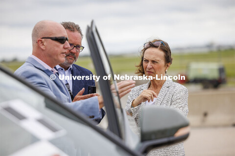 Senator Deb Fischer (R – Neb.), discusses the crumpled Rivian R1T pickup truck. In research sponso