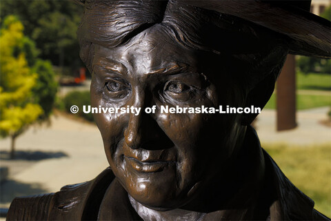 The new bust of Willa Cather was installed in Love Library North where it looks out over the Love Li