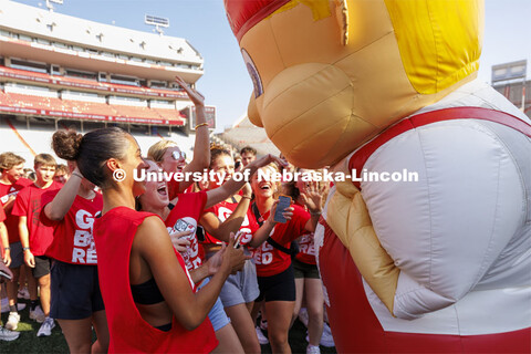 Lil’Red was the center of attention as students waited for the all the students to fill the N for 