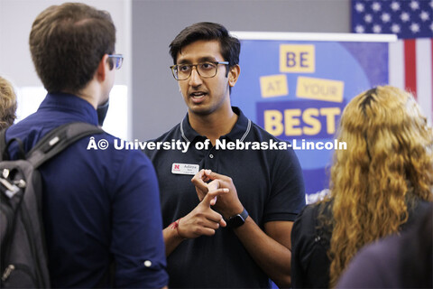 Raikes Design Studio held a job fair in the Gaughan Center where students meet the clients in a job 