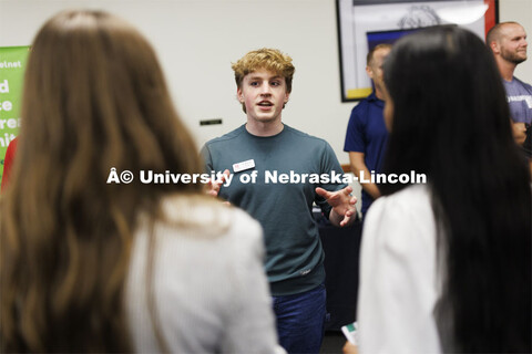 Raikes Design Studio held a job fair in the Gaughan Center where students meet the clients in a job 