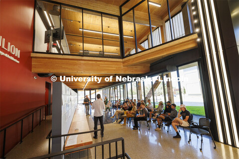 Class critiques in the HDR Pavilion space of the renovated Architecture Hall. Architecture photo sho