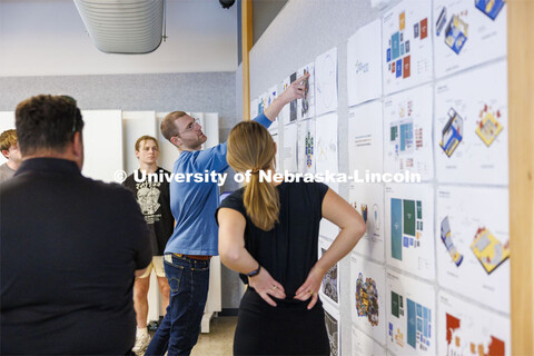 Class critiques in the HDR Pavilion space of the renovated Architecture Hall. Architecture photo sho