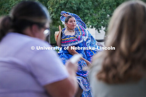 Lincoln's Sangre Azteca, twirl as part of a traditional Guadalajara dance during the University of N