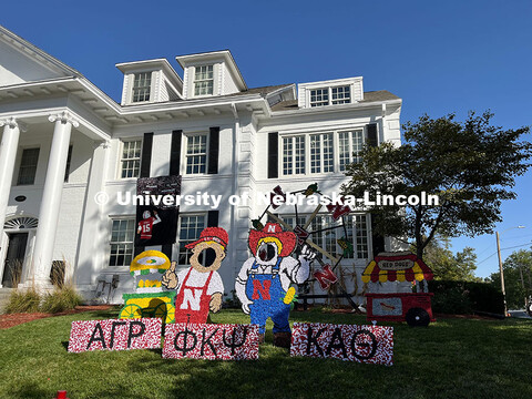 Yard Displays for Nebraska vs Rutgers homecoming game and Cornchella festival. October 5, 2024. 