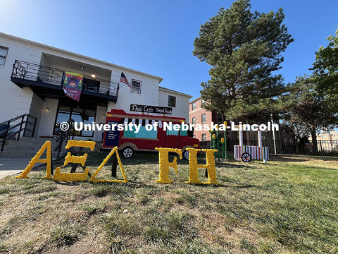 Yard Displays for Nebraska vs Rutgers homecoming game and Cornchella festival. October 5, 2024. 