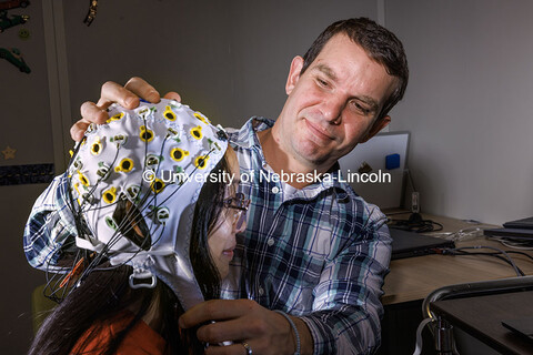 Kevin Pitt, Assistant Professor Special Education and Communication Disorders, demonstrates an elect