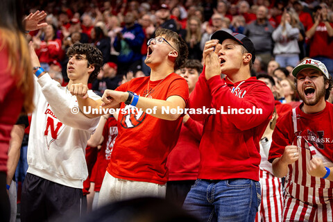 Fans cheer for the Huskers at the Nebraska vs. Minnesota volleyball game. November 14, 2024. 