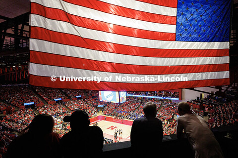 Fans watch as the Husker volleyball team competes in round one of the NCAA Volleyball Tournament at 