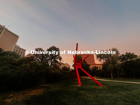 Old Glory sculpture in Cather Garden. Summer photos on City Campus. July 1, 2024. Taylor DeMaro / Un