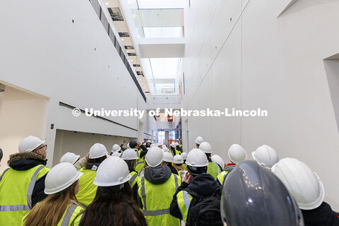 Students in Architectural Design: Integrate course tour the new Hixson-Lied College of Fine and Perf