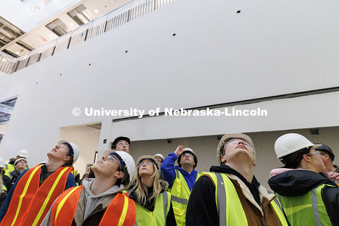 Students in Architectural Design: Integrate course tour the new Hixson-Lied College of Fine and Perf