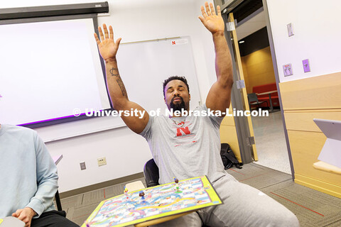 AJ Morgan, Senior Sports Media and Communication major, celebrates after winning his group’s game 