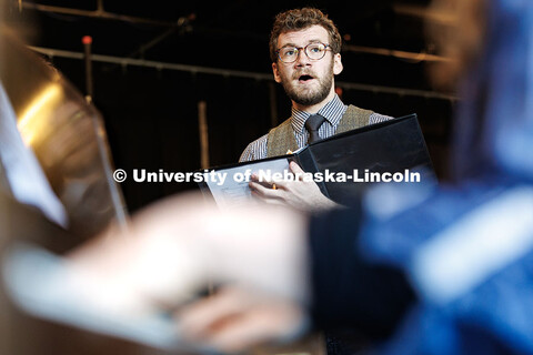 Adian Upton, junior theatre arts major, sings his solo section of “Heart and Music” by William F