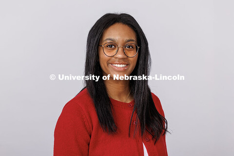 Studio portrait of Laila Doyle. New Student Enrollment Orientation Leaders. January 29, 2025. 