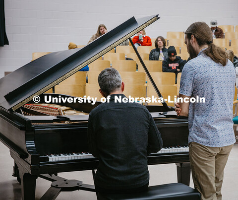 Inon Barnatan, a classical pianist, instructs Nathaniel Brown, a senior Music major, during the pian