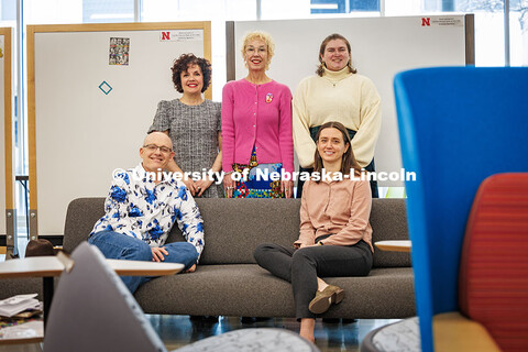 Nebraska’s (from left) Guy Trainin, Megan Elliott, Sam Bendix, Lindsey Clausen and Kristen Friesen