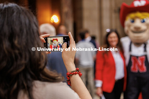 Herbie poses for a picture in the Capitol’s Rotunda with Vanessa Roof, Assistant Director of Insti