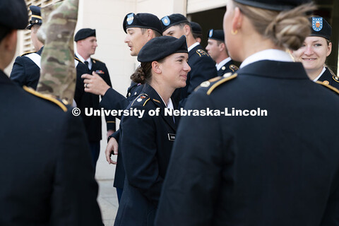 ROTC students gather outside Cook Pavillion before the Chancellor’s review. Joint Service Chancell